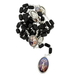 Sorrowful Mother Devotional Chaplet | Rectangular Black Beads with Scenes of the Seven Sorrows of Mary | Includes Pamphlet with Instructions | Great Catholic Gift for Confirmation | Made in Italy