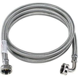 Certified Appliance Accessories Washing Machine Hose with 90 Degree Elbow, Hot or Cold Water Supply Line, 5 Feet, PVC Core with Premium Braided Stainless Steel