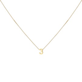 Konpicca Gold Number 3 Necklace for Women 1mm Box Chain With Small Number Pendant Choker Necklace Cute Jewelry for Her