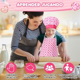 Juego de Cocina y Horneado para Niños, 38PCS Juguete de Repostería para Niñas con Delantal/Gorro Chef/Accesorios Cocina/Decoraciones para Pastel, Rega