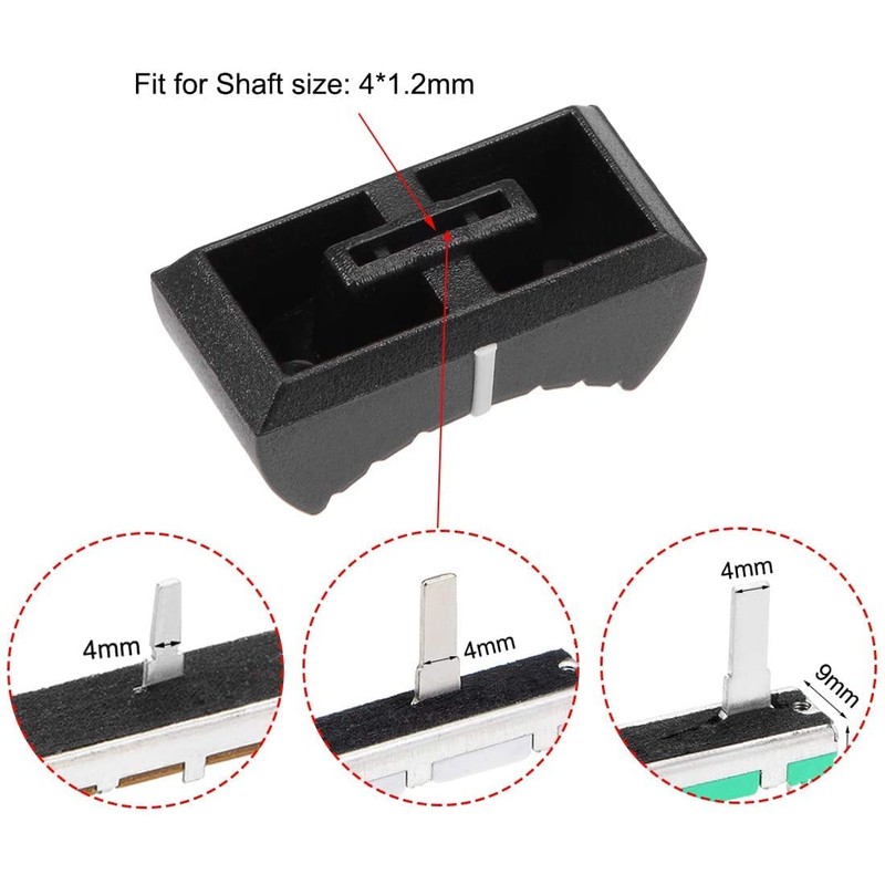 CENPEK 10Pcs Plastic Black Straight Slide Potentiometer Flat Push Knob