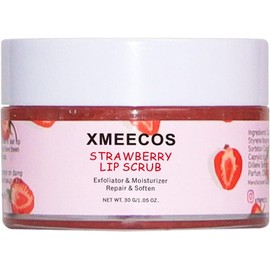 Xmeecos Exfoliante Labial De Fresa, Hidratante, Reparador Y Suavizante De Labios Sin Crueldad Animal Exfoliante 1,05 Onzas (Paquete De 1)