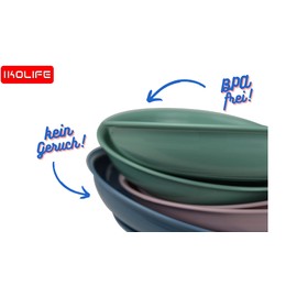 Generic Ikolife Plastic Deep Plates, Pack of 6, Diameter 20 cm, 3 Colours, Children's Plates, Reusable, BPA-Free, 20 cm Deep Plate 3.5 cm