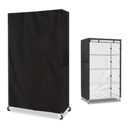 Aacabo Shelf Cover,Waterproof Dustproof Storage Shelving Unit Cover,Fits 48" Wx20 Dx55 H Shelf,Shelf Display Rack Protector Cover with Zipper,Black(Cover only)