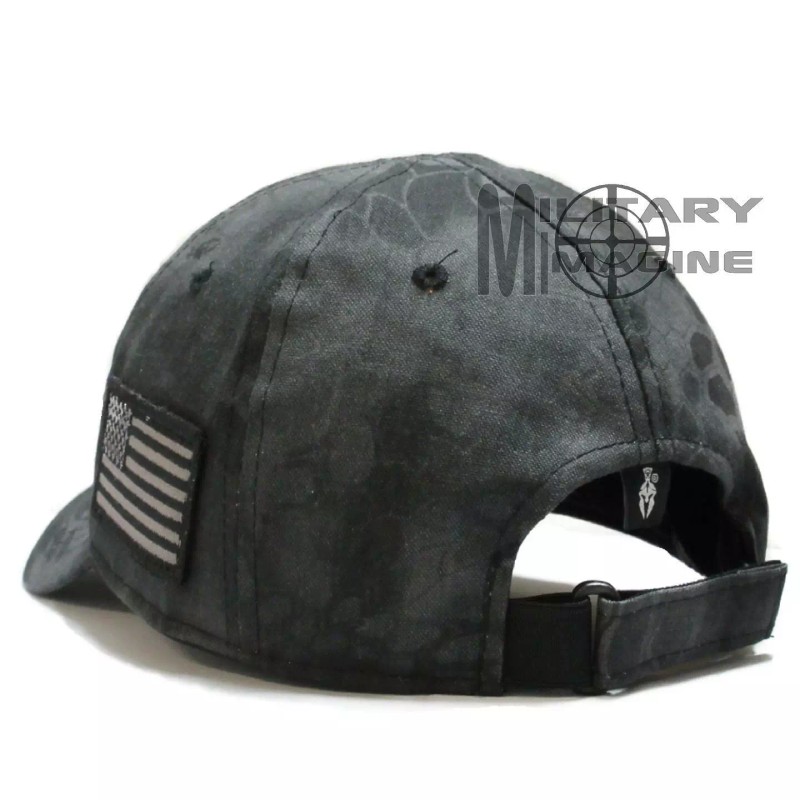 Kryptek Skull Hat Gray w/ US Flag side patch Tactical