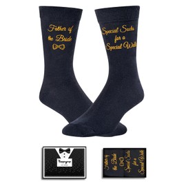 HAPPYPOP Father of The Bride Gifts from Daughter - Father of The Bride Socks Gifts for Father in Law, Wedding Socks for Men, Funny Dress Socks