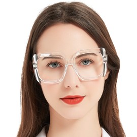 MARE AZZURO Oversized Reading Glasses Women Trendy Square Readers 1.00 1.25 1.50 1.75 2.00 2.25 2.50 2.75 3.00 3.50 4.00 5.00 6.00 (Transparent, 350)
