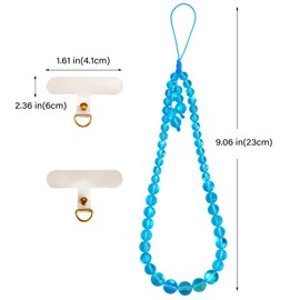BEEFLYING Crystal Stone Beads Wrist Straps for Phone Handmade Anti-lost Lanyard Rope for Cell Phone Hanging (Cyan)