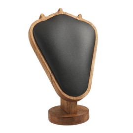 TANG SONG 8.27" Wooden Bottom Leather Soft Mat Necklace Display Stand Necklace Organizer Holder (Black)