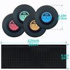 Funny Retro Vinyl Record Coasters with Versatile Bar Mat for