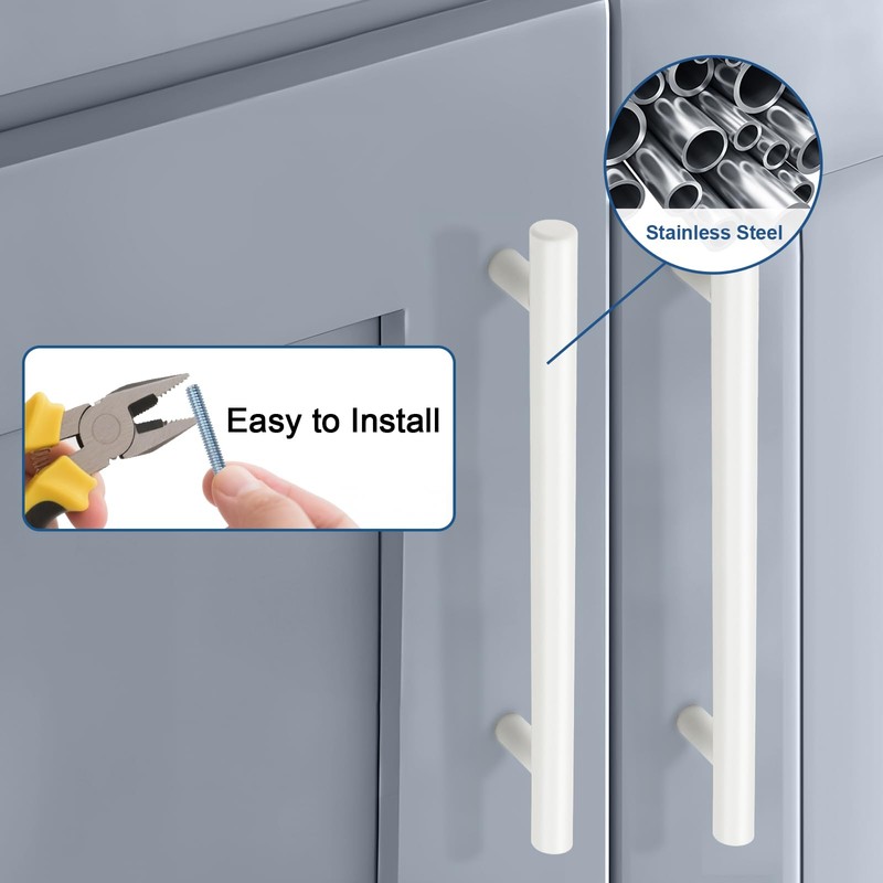 Knobonly 30 Pack 5 Inch Hole Center White Cabinet Handles,Kithchen