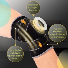 BraceUP Kniebandage mit Seitenstabilisatoren und Patella-Gel-Pads - Ultimativer Knie-Support bei Knieschmerzen, Arthritis und Patellastabilisierung (S/M)