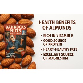 Dad Rocks Nuts, Funny Gag Gift for Music-Loving Dads, Salty Roasted Almond Snack with Rock 'n Roll Attitude, Hilarious Father's Day or Birthday Gift, Made in USA