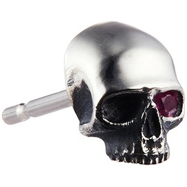 Dr. Monroe PE-30-SV2-RU Skull Earrings, 925 Silver, Natural Ruby, Sterling Silver Silver