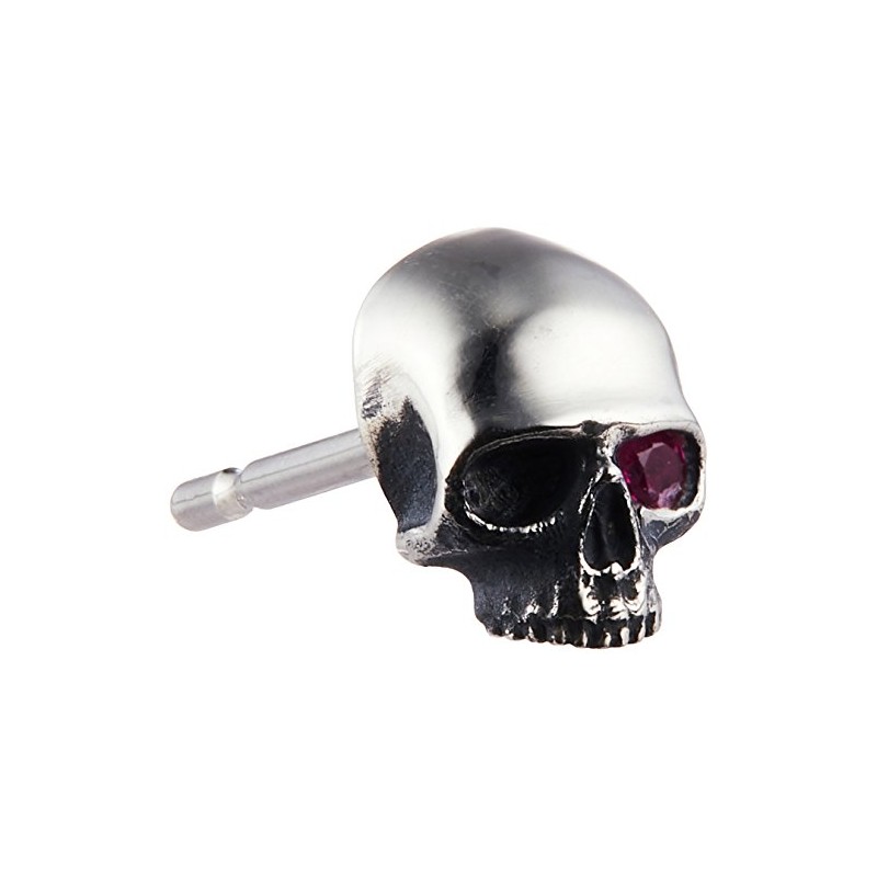 Dr. Monroe PE-30-SV2-RU Skull Earrings, 925 Silver, Natural Ruby, Sterling