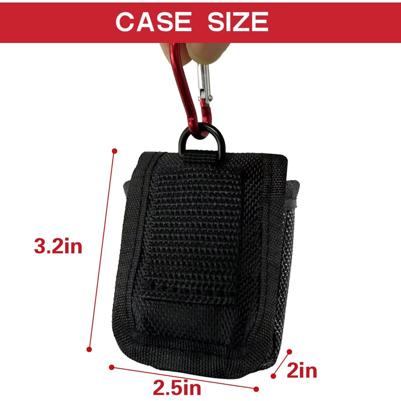 TINNALART Fingertip Pulse Oximeter Case with Carabiner, Black Nylon Carrying