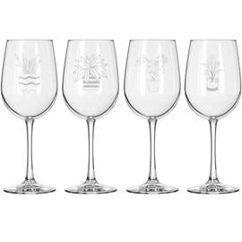 MIP Set of 4 Wine Glass for Red or White Wine Gift Plants For Gardener Plant Lover (16 oz Tall Stemmed)