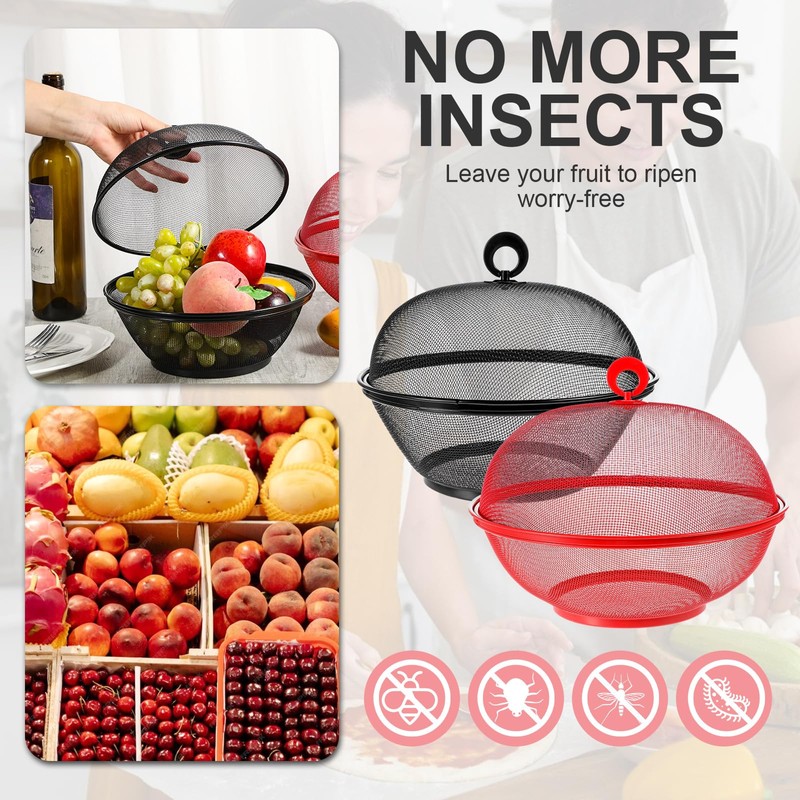 MAQUITA 2 Pcs Mesh Fruit Basket with Lid Fruit Cover