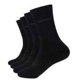 CRUZOS Business Socks Men's 4 Pairs Suit Socks Cotton Socks for Men 39-42 & 43-46 Airport Socks Elegant, Breathable, Seamless, Perfect for Office Travel Everyday, black, 39 - 42