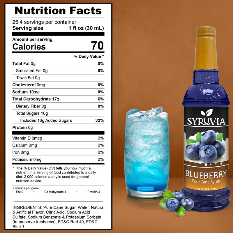 Syruvia Blueberry Syrup For Drinks 25.4 Ounces Blueberry Flavoring Syrup