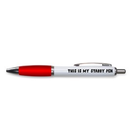 Tongue in Peach Funny Novelty Push Pen Gift | Ballpoint Pens Work Colleague Leaving Work Present | This Is My Stabby Pen | Funny Joke Stationary | RED PP61