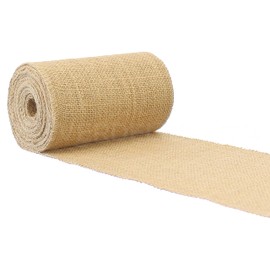 CleverDelights 6" Premium Burlap Roll - 10 Yards - No-Fray Finished Edges - Natural Jute Burlap Fabric