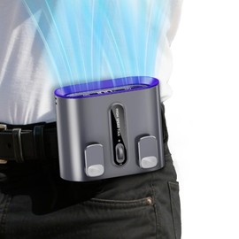 OATSBASF 6000mAh Portable Waist Fan, Personal Waist Clip Fan With LED Display, 100 Speeds 11000RPM Strong Airflow, Night Light, Rechargeable Wearable Belt for Outdoor Jobsite Gardening Farm (Grey)