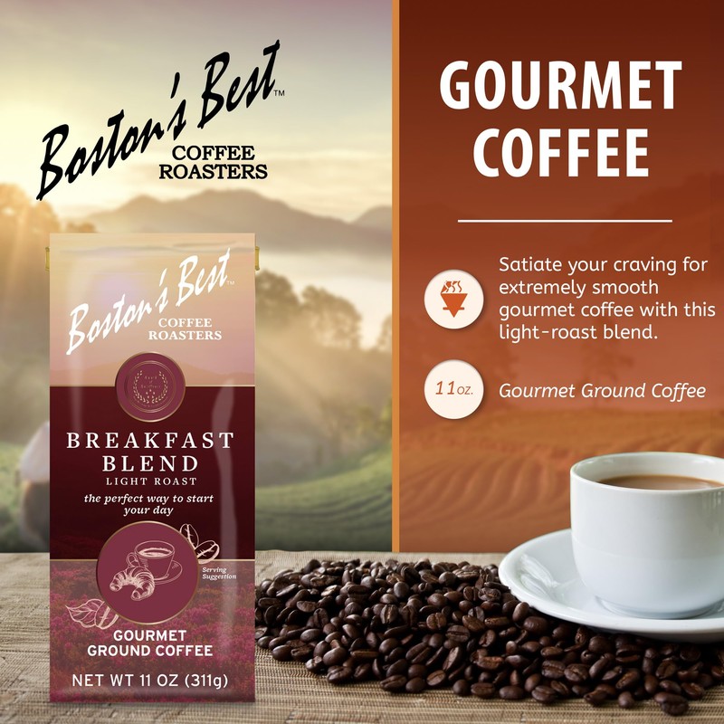 Boston’s Best Coffee - Smooth Light-Roast Breakfast Blend Gourmet Premium