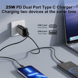 Sumsamg Ladegerät 25 W, USB C Schnellladegerät mit zwei Anschlüssen für Sumsamg Galaxy S22/S22 Ultra/S21 Ultra 5G/S21 FE/S20/S10/S9/A13, Sumsamg Schnelles Ladegerät mit Typ C Kabel