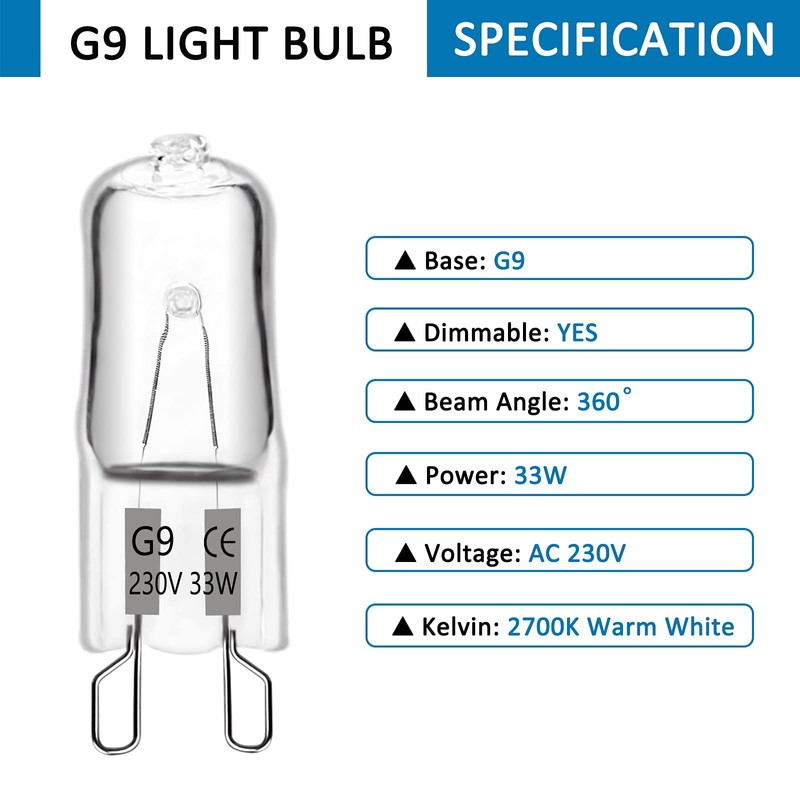 10 Pack G9 28W 230V 370LM 2700K Warm White Dimmable
