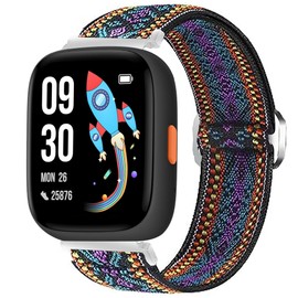 Compatible for BIGGERFIVE Smart Watch Band, Lamshaw 22mm Quick Release Stretch Elastics Nylon Adjustable Replacement Strap Accessories Compatible with BIGGERFIVE BW01, BIGGERFIVE BW02 Smart Watch (Purple)