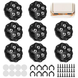 8 Stück Möbelrollen, Kugelrollen Klein, Möbelrollen Flach mit 360 Grad Rotation, 5 Stahlkugeln, mit Bremse, Klebefolie und Schrauben, Selbstklebende, für Kleine Möbel Küchengeräte, 150kg Tragkraft