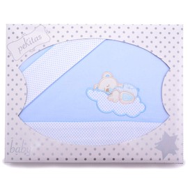 PEKITAS Bebe Bed Linen Set, 3-Piece Crib / Cot Bed 60 x 120 cm, 100% Cotton (Cloud Bear, Light Blue)