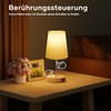 Suright Nachttischlampe Touch Dimmbar, Tischlampe mit USB A+C Ladeanschlüssen, Leinen-Lampenschirm,