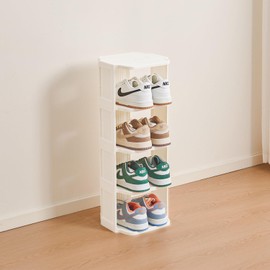 UFORU Small Shoe Rack, 5 Tier Plastic Vertical Shoe Rack for Small and Narrow Spaces, Free Standing Shoe Organizer for Closet, Entryway