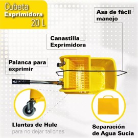 Dalpro Cubeta Con Exprimidor 20 Litros Marca Dalpro Color Amarillo