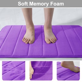Homaxy Memory Foam Bathroom Bath Mat, Absorbent Non-Slip Bath Mat, Washable Bath Mat – 41 x 61 cm, Purple