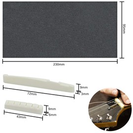 LYTIVAGEN Set of 4 Guitar Bridge Saddle Bone Saddle Set 2 Size Saddle with 5 Pieces Sandpaper Saddle Nut Replacement for Classical Guitar