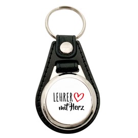 Huuraa Keyring Teacher with Heart Gift Shopping Trolley Token Teacher Gift Idea, Metal with faux leather, Unit size