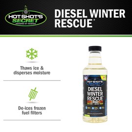 Hot Shot's Secret Diesel Winter Rescue Emergency De-icer & Quick Thaw 1 Quart Bottle, Diesel Anti-Gel Fuel Additive Disperses Moisture & De-ices Fuel in Filters, Lines, Pumps & Tank