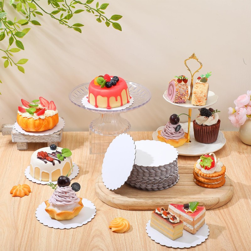 Newtay 50 Pcs 5 Inch Scalloped Bases Cake Boards Scalloped