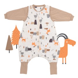 schlummersack Baby sleeping bag with feet, summer, 1 tog, sleeping bag with legs and extended cuffs, sleeping bag for summer, spring with sleeves, mountain animals