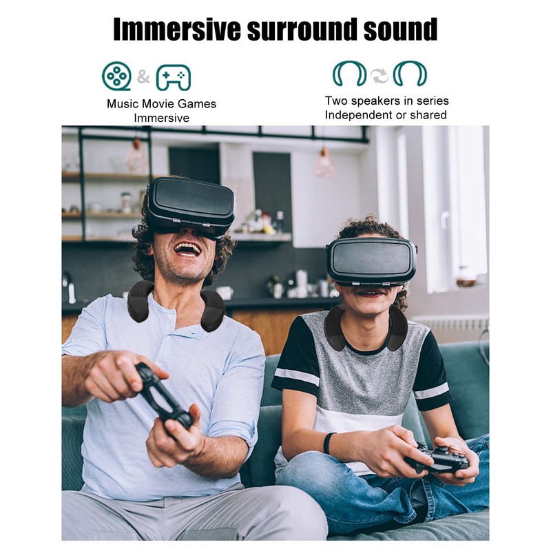 Neckband Bluetooth Speaker, 3D Stereo Sound 12H Playtime Clear Calls