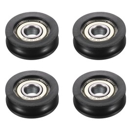 PATIKIL Nylon Pulley Wheel, 10x30x8mm 4 Pcs Ball Bearing Guide Roller Idler Pulley for Furniture Hardware Accessories and Sliding Door Window, Black