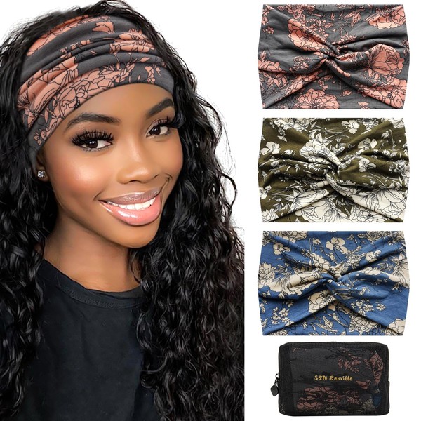 S&N Remille Wide Boho Headbands for Women Extra Large Turban