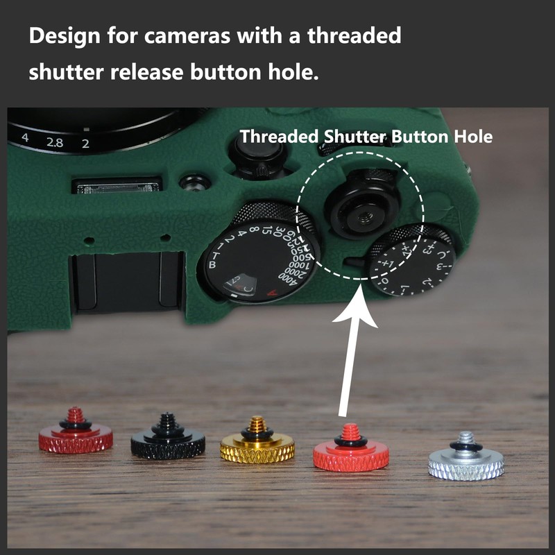 5 Pack Shutter Release Button,Pure Copper Knurled Concave Surface Camera