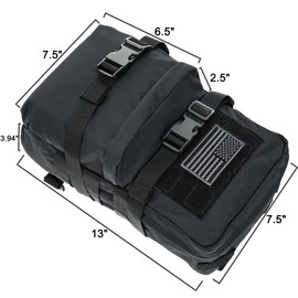Tactical Mini Molle Hydration Pack,Molle Hydration Carrier with US Flag Water Resistant,Hydropack for Tactical Vest Backpack (BLK+Bladder)