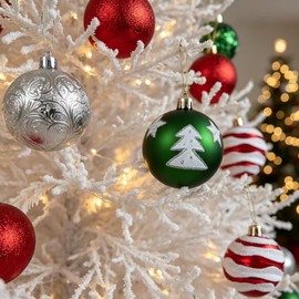 HipTree Shatterproof Red Green White Christmas Ornaments Tree Decorations