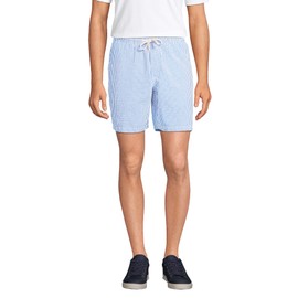 Lands' End Men's 7 Inch Deck Short Royal Cobalt Pin Stripe Regular Large