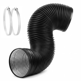 Simple Deluxe 4'' 8 FT Dryer Vent Hose, Flexible Aluminum Duct for HVAC Ventilation, Insulated 4-Layer Ducting & 2 Clamps for Exhaust, Duct Fan Systems, Black